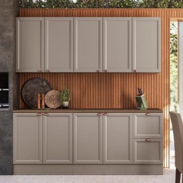 Imagem de Cozinha Modulada Completa 4 Peças 9 Portas 2 Gavetas Unna Gris