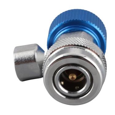 Imagem de Adaptador Rápido do Núcleo da Válvula Extratora para Sistemas A/C R134A, Protege contra Perda de Líquido Refrigerante, Montagem Lateral para Mecânica (baixa tensão azul)