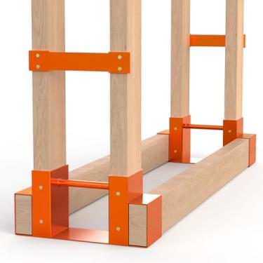 Imagem de Uprimu Racks de lenha ao ar livre, suporte de lenha para armazenamento de madeira, ajustável a qualquer comprimento, laranja