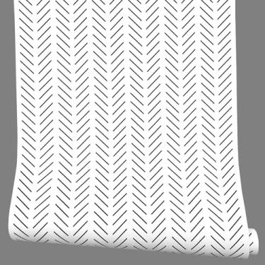 Imagem de Yifasy Forro de prateleira preto e branco papel de parede autoadesivo viés renovação móveis superfície de parede adesivo gaveta 43 cm de largura (C-393,7 x 17,7 polegadas)