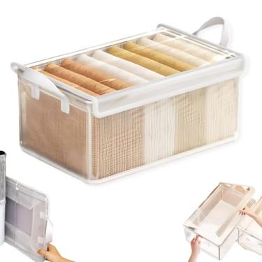 Imagem de Kit C/10 Caixa Organizadora Com Tampa Transparente e Alças | Cor Branca, Dobrável, Reforçada, Multiuso e Fácil de Limpar | Ideal para Closet, Guarda-Roupa e Lavanderia | Marca Bigzu®