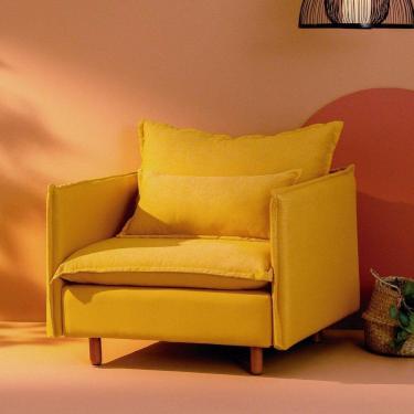 Imagem de Poltrona com Pé Madeira Sôma Cabecasa Madeiramadeira Mostarda