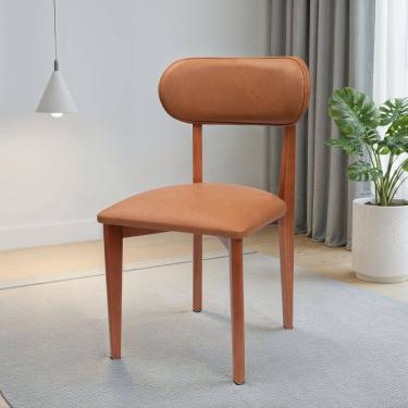 Imagem de Kit 4 Cadeiras de Madeira Maciça e Estofada Liz Espresso Móveis imbuia/Conhaque