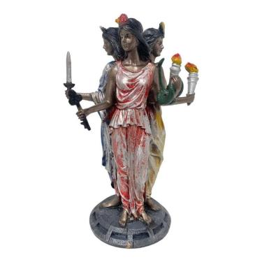 Imagem de Escultura Deusas Triplice Luas Wicca 28 Cm Em Resina