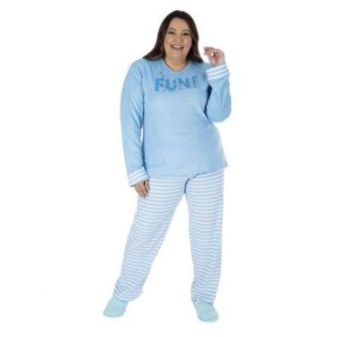 Imagem de Pijama De Inverno Feminino Plus Size Plush Tamanho Especial-Feminino