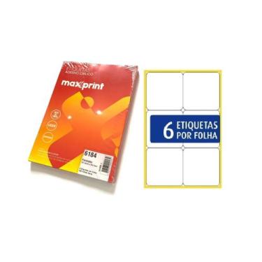 Imagem de Etiqueta Adesiva Papel Carta 6 Etiquetas por Folha 300 Folhas Ref.6184