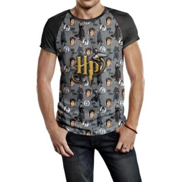 Imagem de Camiseta Raglan Masculina Harry Potter Ref:387 - smoke, Preto, G