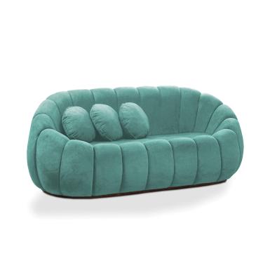 Imagem de Sofá 2 Lugares Orgânico para Sala Cloud Bouclê Azul Turquesa E03 - D'Rossi