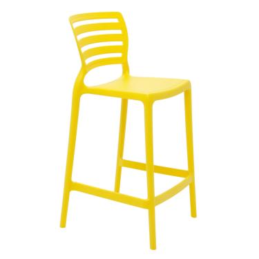 Imagem de Banqueta Sofia Alta Amarela em Polipropileno e Fibra de Vidro Tramontina 92127000