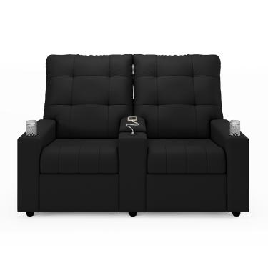 Imagem de Poltrona Reclinável Para Cinema Parma 2 Lugares Baú USB PU Preto F FH1 - D'Rossi