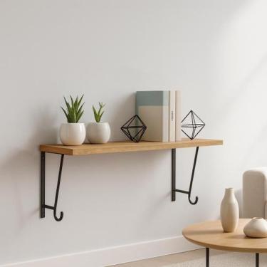 Imagem de Prateleira Decorativa 30x60cm Suporte Mão Francesa Gancho - Bella Deco