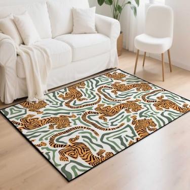 Imagem de NABURGRI Tapete de área de 10 cm x 15 m lavável para quarto antiderrapante tapete de borracha baixa para quarto, escritório, faculdade, dormitório, moderno, impresso personalizado (laranja, verde)