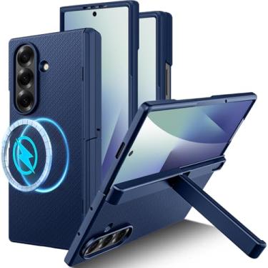 Imagem de Miimall Capa fosca para Samsung Z Fold 7 com suporte e proteção de dobradiça, protetor de tela e câmera, capa fina magnética antiderrapante durável à prova de quedas de grau militar para Galaxy ZFold