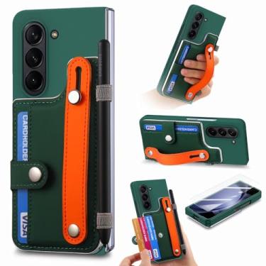 Imagem de Para Samsung Z Fold5 Capa dobrável de filme de vidro para Samsung Galaxy Z Fold 5 Fold5 Zfold5 Acessórios para telefone Funda Capa, verde escuro, para Samsung Z Fold 5