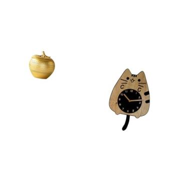 Imagem de Fenteer Estatueta de Gato de Resina Moderna, Escultura Silenciosa, Relógio de Parede, Ornamento para Mesa, Estante, Sala de Jantar, Quarto, Cozinha, Escritóri