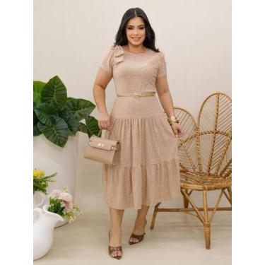 Imagem de Vestido Elegante Rodado Lese Manga Curta Moda Evangélica - Generic, Be