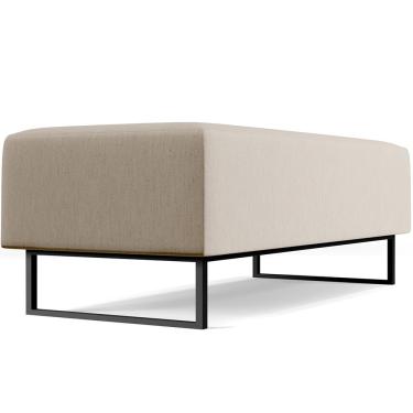 Imagem de Puff Decorativo Sala de Estar Bali W01 Base Ferro 120x50 cm Linho Bege - Lyam Decor