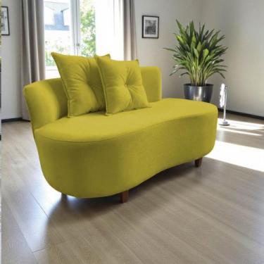 Imagem de Namoradeira Sofá Feijão Suria Orgânica Suede Amarelo - Mansão Decor