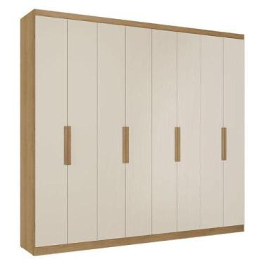 Imagem de Guarda Roupa Casal Milan 8 Portas Capuccino Off White Acetinado - Thb 
