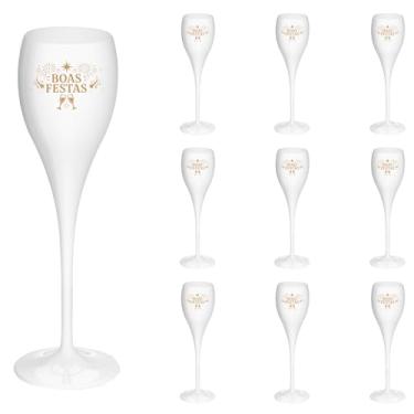 Imagem de Taça Espumante 120ml Boas Festas Brut Acrílico Premium 10pçs Final de Ano (BRANCO)