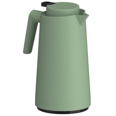 Imagem de Garrafa Térmica 1 Litro Vercelli Unitermi Botão de Gatilho Alça Reforçada Ampola de Vidro (VERDE)