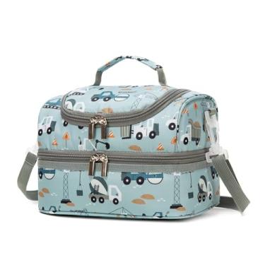 Imagem de Khulula Lancheira infantil isolada para meninas, mini refrigerador, bolsa de armazenamento de comida de volta às aulas - lancheira pequena reutilizável para piquenique com estampas fofas (2 carros