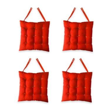 Imagem de 4 Assento Futon 40x40 Unidades Almofada Para Cadeira Banco Pallet(Vermelho)