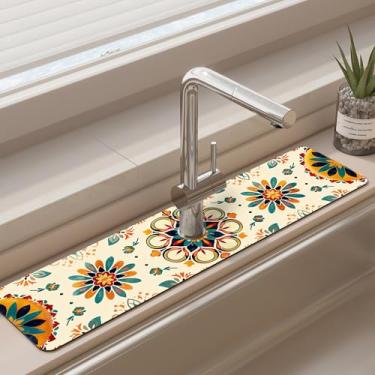 Imagem de Tapete de torneira para pia de cozinha - tapete absorvente de pia, protetor de respingos de secagem rápida para cozinha e banheiro - almofada de secagem antiderrapante com absorção de água atrás da
