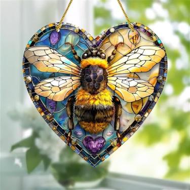 Imagem de 1 peça para pendurar apanhador solar de acrílico colorido em forma de coração, decoração de janela de 18 cm, design de estilo vitral, arte de parede de arco-íris, ideia de presente e ornamento de