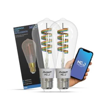 Imagem de Avant Neo Kit 2 Lâmpadas LED Filamento Smart ST64 6W E27, RGB Colorida e Dimerizável, Wi-Fi, Alexa, Google e Tuya