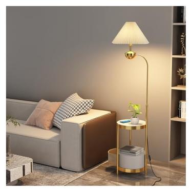 Imagem de Luminária de chão Luminária de chão com mesa, canto estreita lâmpadas acopladas portas USB, cabeceira(Branco)
