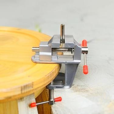 Imagem de Tornos de bancada portáteis, braçadeira de mesa pequena universal, torno de furadeira para ferramenta de reparo de joias artesanais