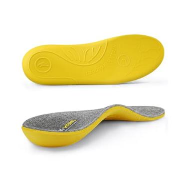 Imagem de WALKHERO Palmilhas de lã – inserções de suporte de arco de lã, alívio da fascite plantar, palmilha confortável de pele de carneiro quente para clima frio (cinza escuro masculino 5)