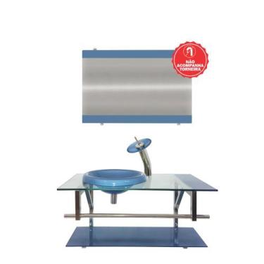 Imagem de Gabinete de Vidro 80cm para Banheiro Letónia - EKASA, Azul