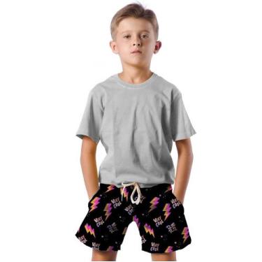 Imagem de Shorts Infantil Bermuda Calção Praia Verão Tubarão Raios Very Cool Art