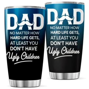 Imagem de KOIXA Copo de aço inoxidável engraçado com citação de pai com design de bigode para pais, presente de humor, 590 ml, garrafa de café quente, chá, gelado, viagem, caneca isolada