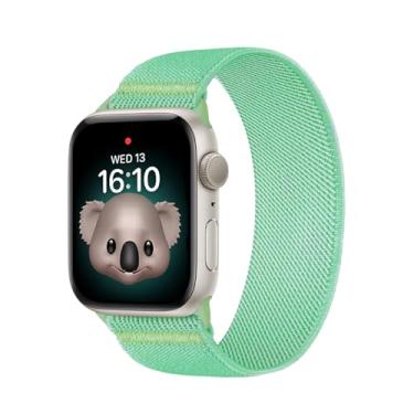 Imagem de Pulseira elástica de nylon compatível com Apple Watch séries 9, 8, 7, 6, 5, 4, 3, 2, 1 e SE (38/40/41 mm, verde menta)