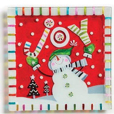 Imagem de Bandeja de servir decorativa prato de cozinha grande colorido vintage prato de aperitivo boneco de neve alegria por Exultimate