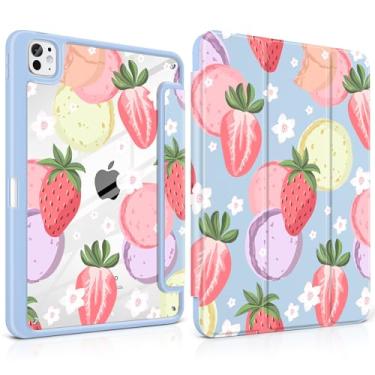 Imagem de Yebiseven Capa para iPad Pro de 11 polegadas (M5 2025 M4 2024) – [Suporte de lápis embutido], à prova de choque e elegante, parte traseira rígida transparente + borda de TPU macio, suporte magnético