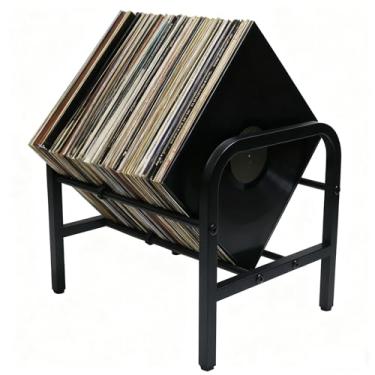 Imagem de 8OOKUAIO Rack de armazenamento de discos de vinil – Suporte de metal resistente para LP de 30,5 cm (capacidade de 1 a 100) - Organizador para álbuns, livros, revistas, arquivos (rack de armazenamento