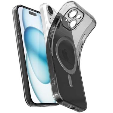 Imagem de Svanove Capa magnética transparente para iPhone 15 Plus, compatível com Magsafe Slim Thin Transparente Mag Safe Case para mulheres e meninas, bonita borracha de silicone macia com capa de câmera