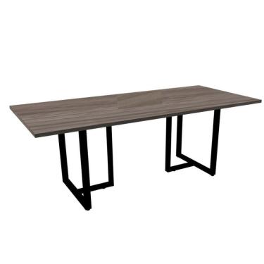 Imagem de Mesa De Reunião Retangular 200 X 90 Cm Pé Tub Pe25 Em Mdp Walnut E Base Preta