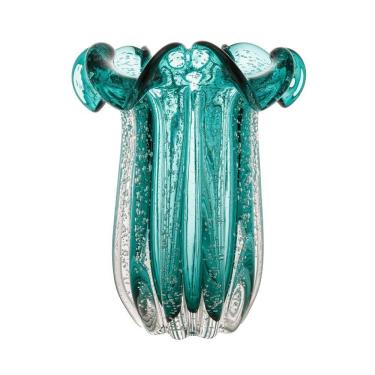 Imagem de Vaso Murano Vidro Italy Azul Turquesa 19x24cm Wolff