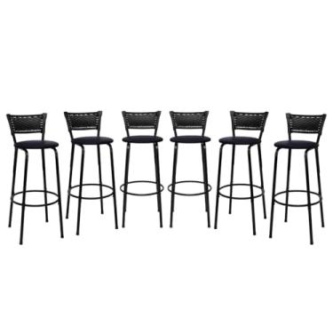 Imagem de Conjunto Premium Cadeiras Banquetas Bancos Gourmet Bistrô Americana Bancada Bar 6 Unidades - Itagold (Preto)