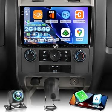 Imagem de [2+64] Rádio automotivo Volxcereo para Ford Escape Kuga Mazda Tribute 2007-2012, 22.9 cm Android Double Din Touchscreen estéreo com Carplay/Android Auto, GPS, WiFi, Bluetooth, SWC, FM/RDS