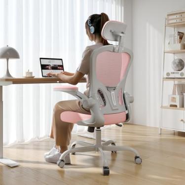 Imagem de Cadeira de escritório ergonômica, capacidade de 150 kg, cadeira de computador com encosto alto para longas horas confortável, cadeira executiva giratória giratória para escritório em casa com apoios