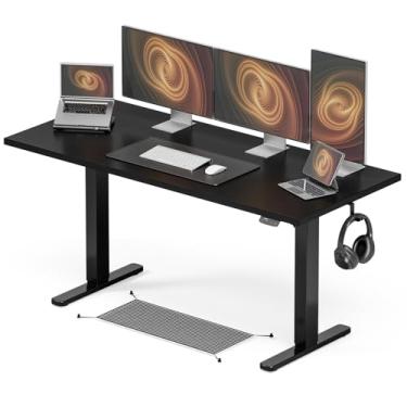 Imagem de Acrolix Mesa de pé ajustável em altura, 163 x 61 cm, mesa de pé sentada, 3 mesas de computador predefinidas de memória, mesa de escritório em casa, mesa de jogos de computador com placa de emenda