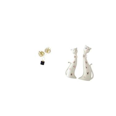 Imagem de Fenteer Estatueta de Casal de Gatos em Folha de Ferro, Obra de Arte Colecionável, Escultura Ornamental para Mesa, Armário, Interior, Inauguração de Casa, Lare