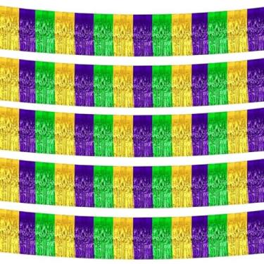 Imagem de Ohiyoo Pacote Com 5 10 Pés De Guirlanda De Franjas De Papel Alumínio Para Carnaval, Desfile De Carnaval, Franjas Metálicas, Faixas De Franjas De Enfeites De Natal Para Decoração De Festa De Aniversá