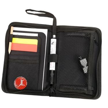 Imagem de KiBcsLic Acessórios para bolsa de árbitro: Caneta com apito de bolso, prancheta multifuncional, cartão vermelho e amarelo, equipamento de árbitro em tecido
